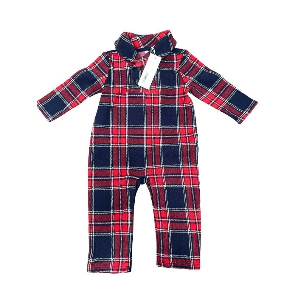 Janie and Jack $54 Plaid One Piece Jumpsuit Sz 6 to 12 months NWT